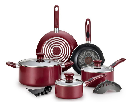 [B039SE64ROJA] Batería De Cocina T-fal Excite 14 Piezas 2100108586 Color Rojo