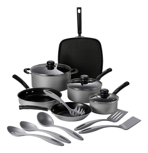 [80143-035] Bateria De Cocina En Aluminio Con Utensilios 80143/035 Color Gris